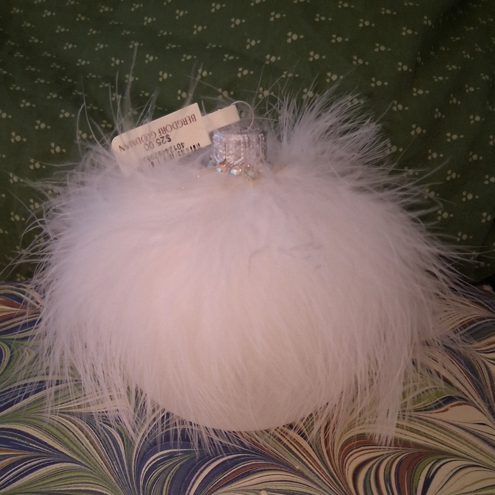 Bergdorf Goodman Maribou Feather & Crystals Embellished Glass Christmas 🎄 Tree